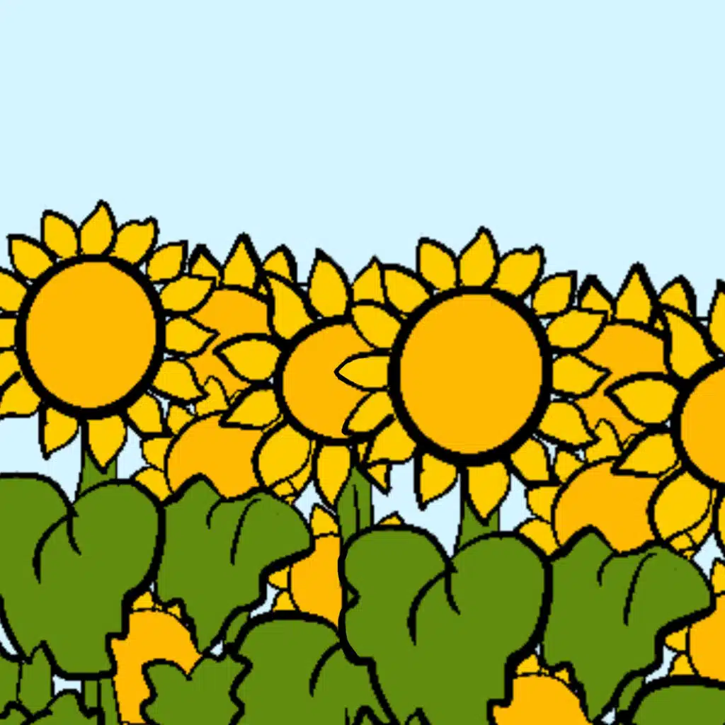 Tarotkarte "Die Sonne" mit Sonnenblumen hinter der Mauer